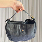 Oroton Shoulder Bag - Vintage Black Leather With Gold Tone Hardware - Image 2