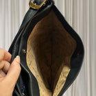 Oroton Shoulder Bag - Vintage Black Leather With Gold Tone Hardware - Image 5