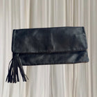 David Lawrence Leather Clutch - Sophisticated Foldover Design with Tassel - Image 1