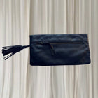David Lawrence Leather Clutch - Sophisticated Foldover Design with Tassel - Image 3