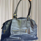 Vera Pelle Leather Satchel Handbag - Authentic Italian Made Blue Shoulder Bag - Image 2
