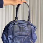 Vera Pelle Leather Satchel Handbag - Authentic Italian Made Blue Shoulder Bag - Image 1