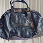 Vera Pelle Leather Satchel Handbag - Authentic Italian Made Blue Shoulder Bag - Image 3