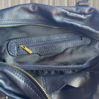 Vera Pelle Leather Satchel Handbag - Authentic Italian Made Blue Shoulder Bag - Image 5