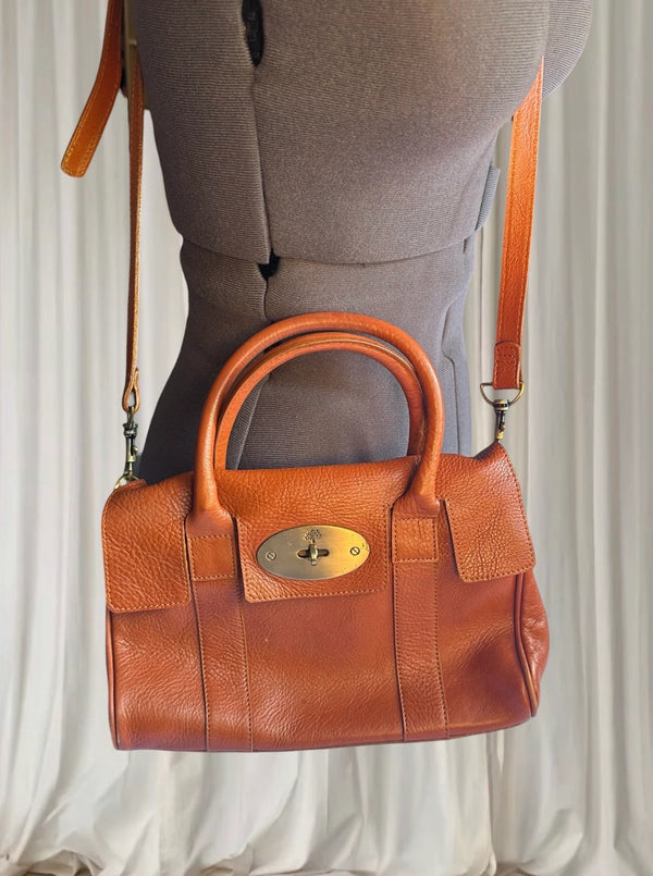 Vintage orange brown Satchel - Natural Vegetable Tanned Leather Handbag - Image 1
