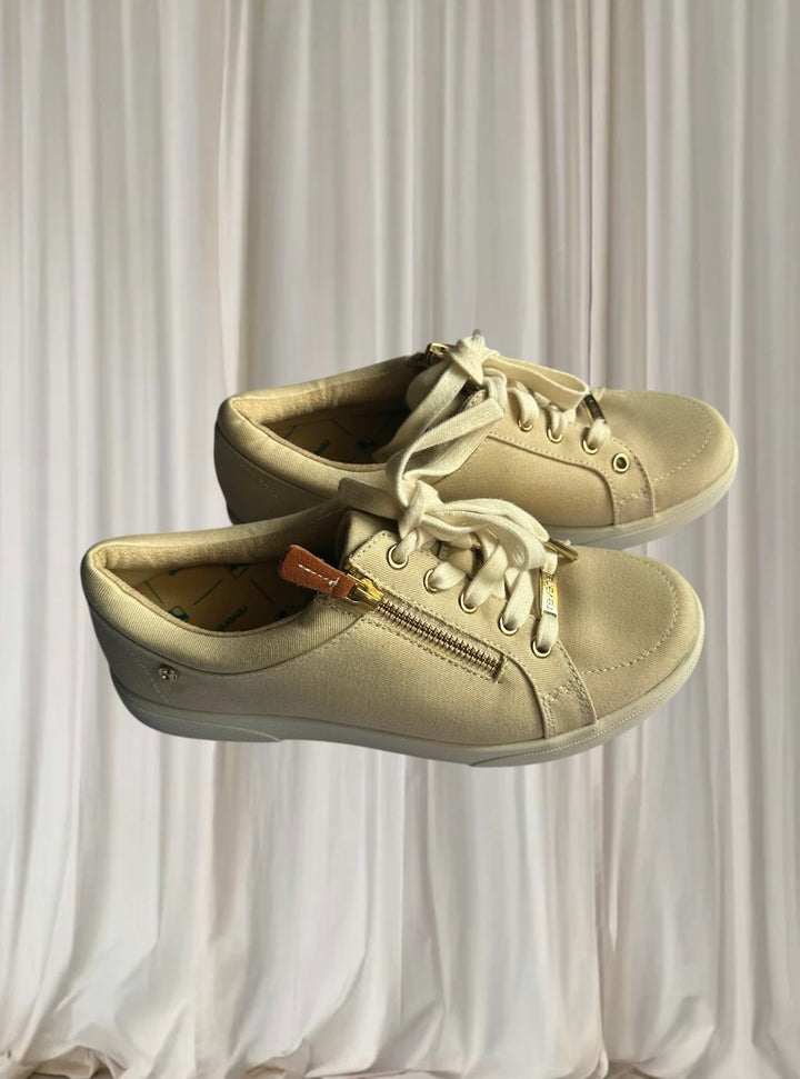 Revere Women's Orthotic Casual Sneakers - Beige Canvas Lace-Up Shoes Size 38 - Image 1
