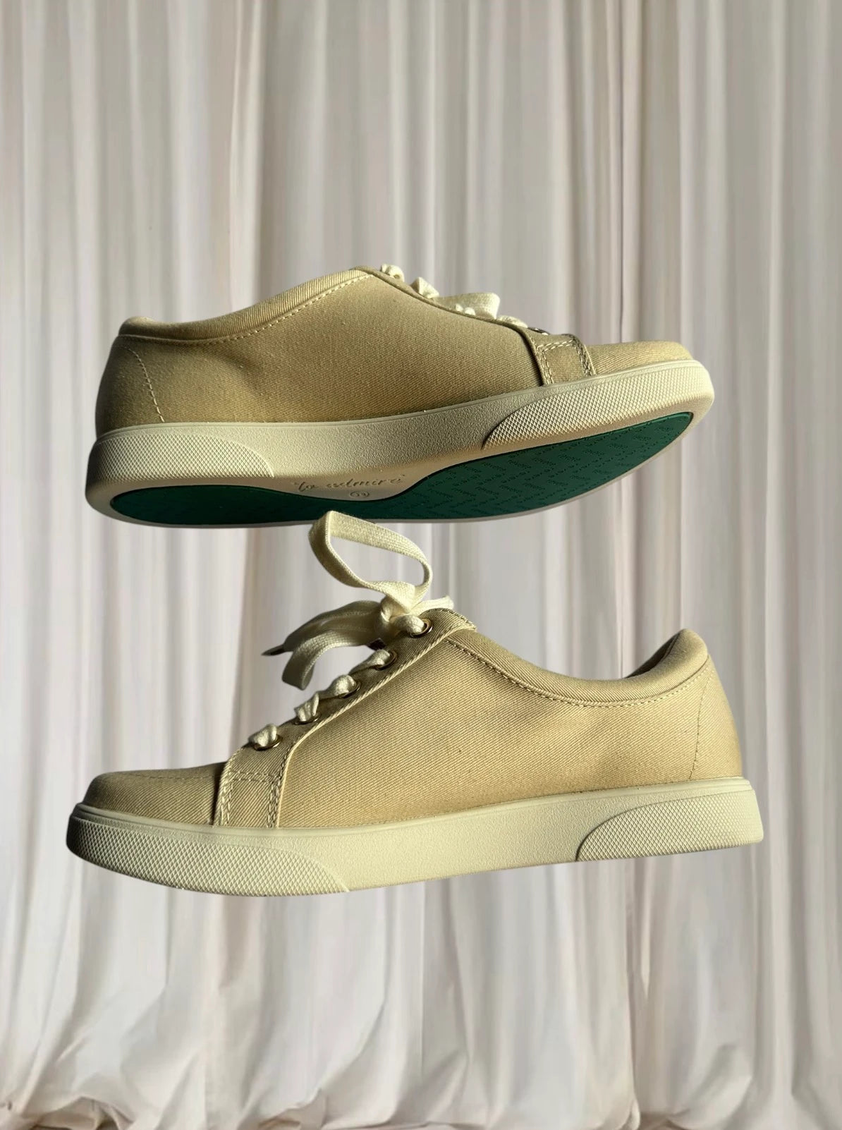 Revere Women's Orthotic Casual Sneakers - Beige Canvas Lace-Up Shoes Size 38 - Image 5