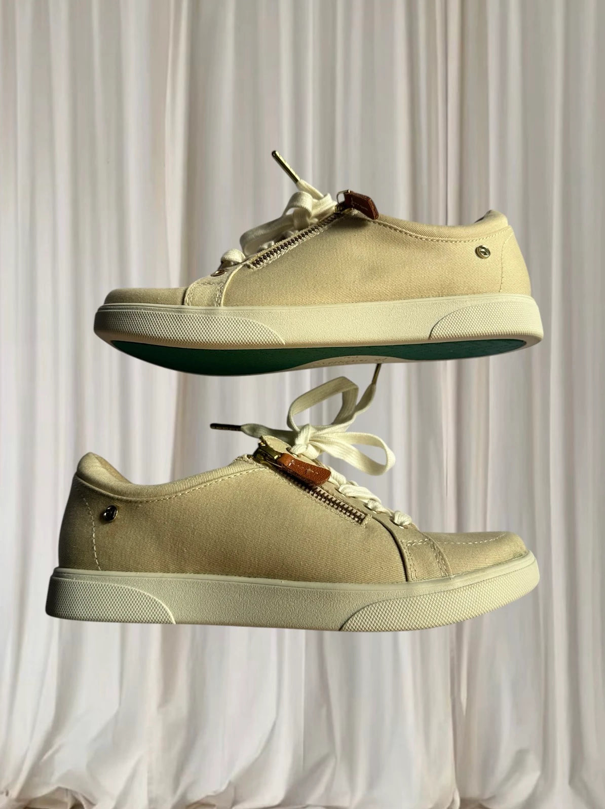 Revere Women's Orthotic Casual Sneakers - Beige Canvas Lace-Up Shoes Size 38 - Image 4