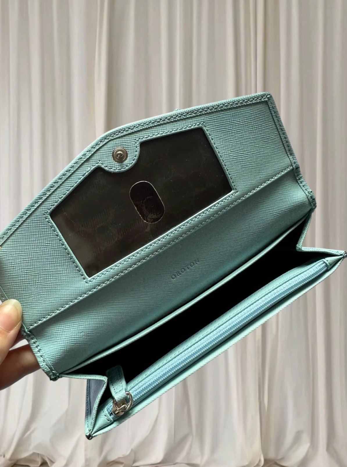 Oroton Saffiano Leather Continental Wallet - Pale Blue - Image 3