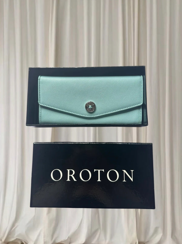 Oroton Saffiano Leather Continental Wallet - Pale Blue - Image 1