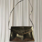 Hermes Metallic Gold Envelope Crossbody Bag - Elegant Evening Accessory - Image 3