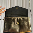 Hermes Metallic Gold Envelope Crossbody Bag - Elegant Evening Accessory - Image 5