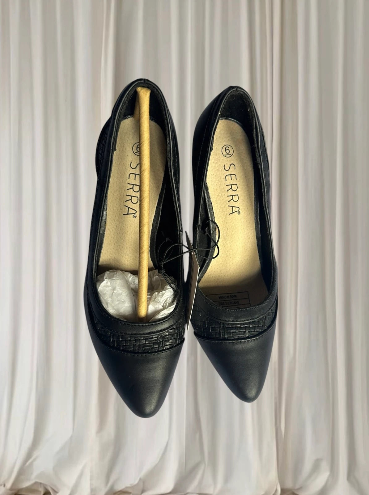 Serra Women's Stiletto Pumps - Elegant Black Pointed Toe Leather Heels AU 6 - Image 3