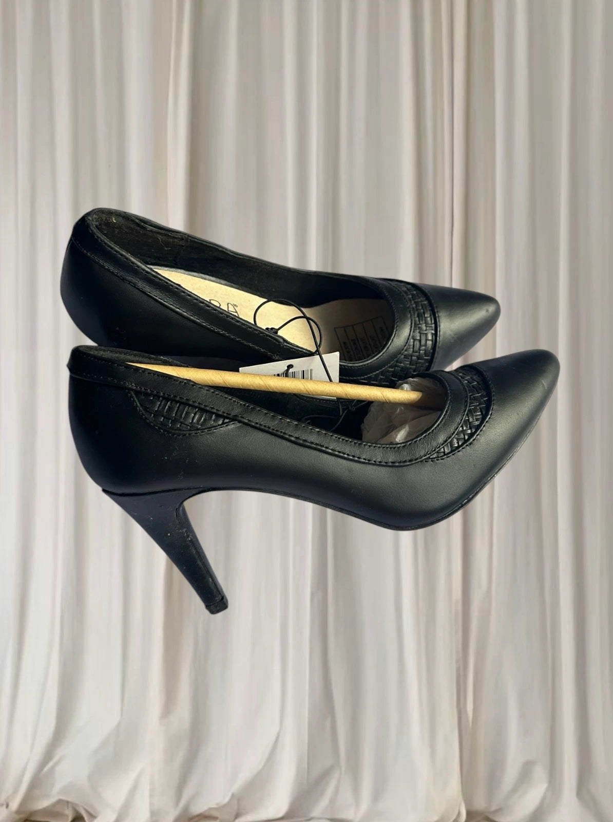 Serra Women's Stiletto Pumps - Elegant Black Pointed Toe Leather Heels AU 6 - Image 1
