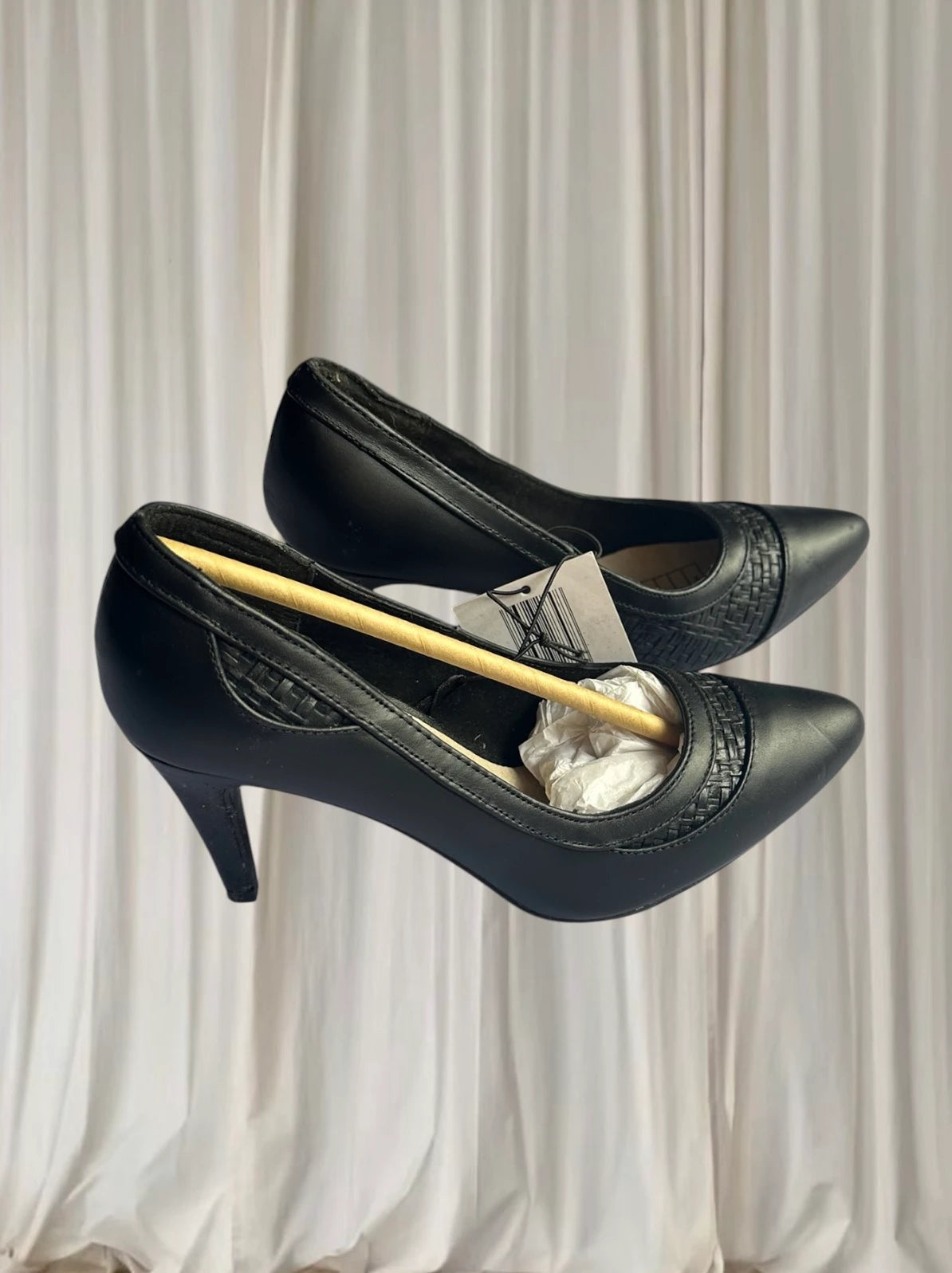 Serra Women's Stiletto Pumps - Elegant Black Pointed Toe Leather Heels AU 6 - Image 2