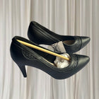 Serra Women's Stiletto Pumps - Elegant Black Pointed Toe Leather Heels AU 6 - Image 2