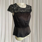 Review Elegant Black Lace Peplum Top - Cap Sleeve Women's AU 10 - Image 2