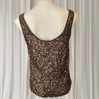 Okira Brown Sequin Beaded Tank Top - 100% Silk Women's Size S-M - Image 5