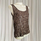 Okira Brown Sequin Beaded Tank Top - 100% Silk Women's Size S-M - Image 2