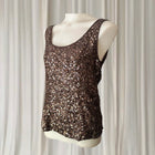 Okira Brown Sequin Beaded Tank Top - 100% Silk Women's Size S-M - Image 4