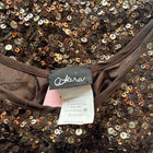 Okira Brown Sequin Beaded Tank Top - 100% Silk Women's Size S-M - Image 7