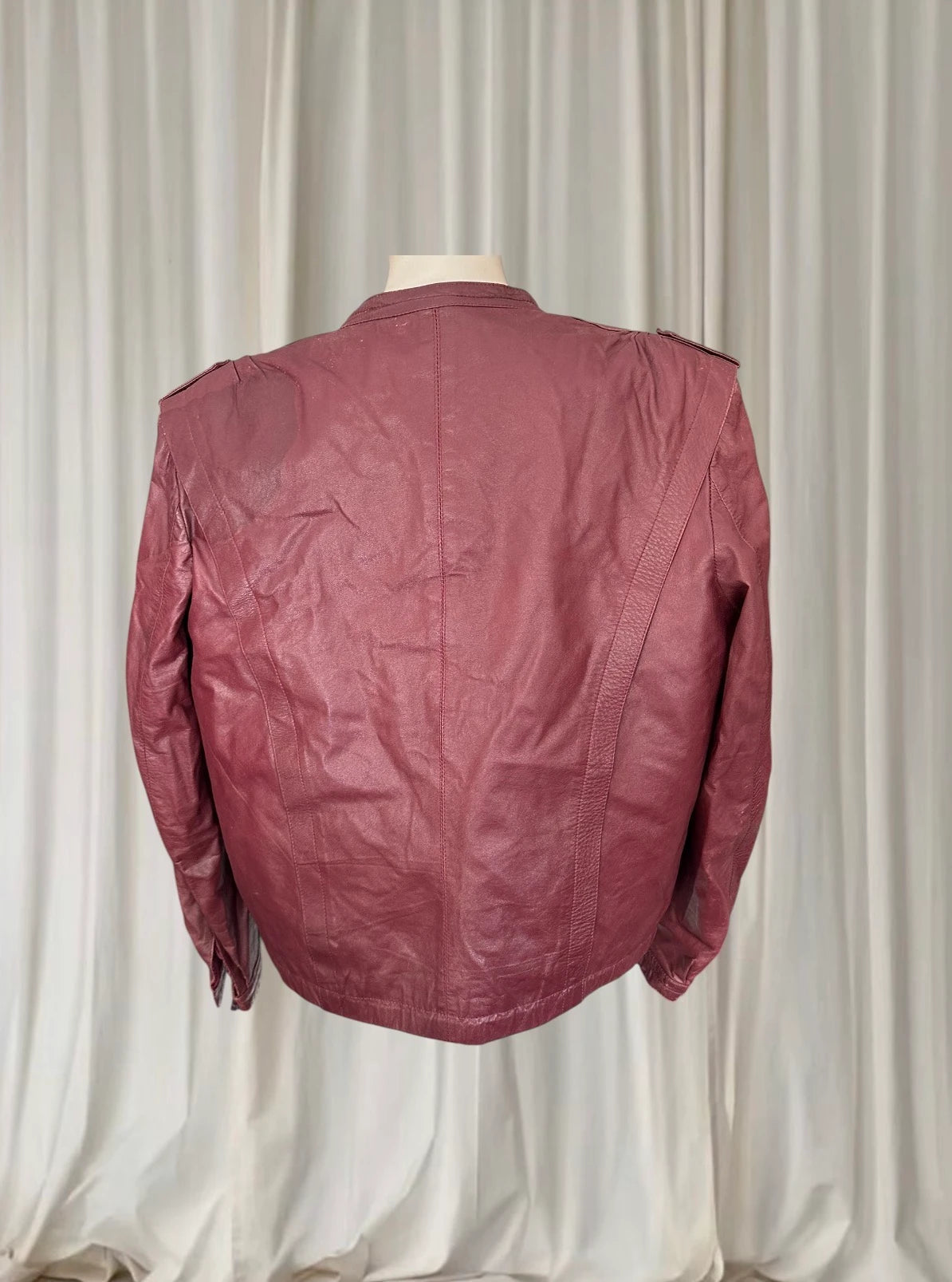 Lowenbur Vintage Leather Bomber Jacket - 80s Burgundy Insulated Style - Image 5