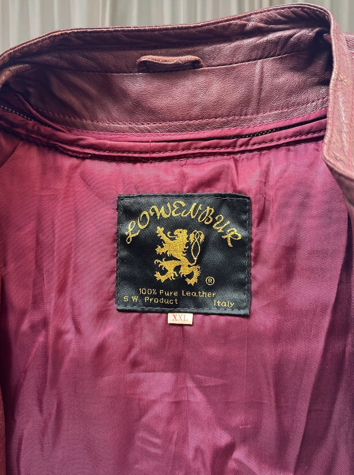 Lowenbur Vintage Leather Bomber Jacket - 80s Burgundy Insulated Style - Image 6