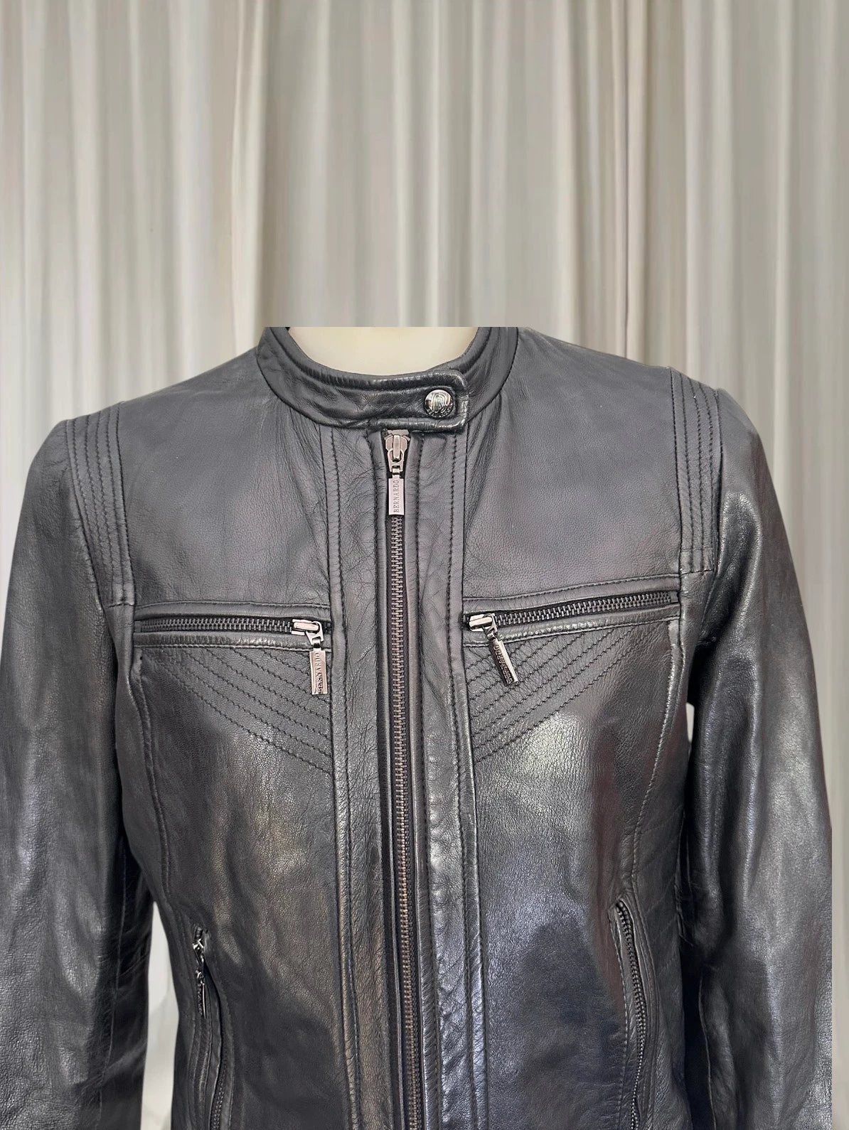 Bernardo Leather Moto Jacket - Classic Black Slim Fit - Image 5