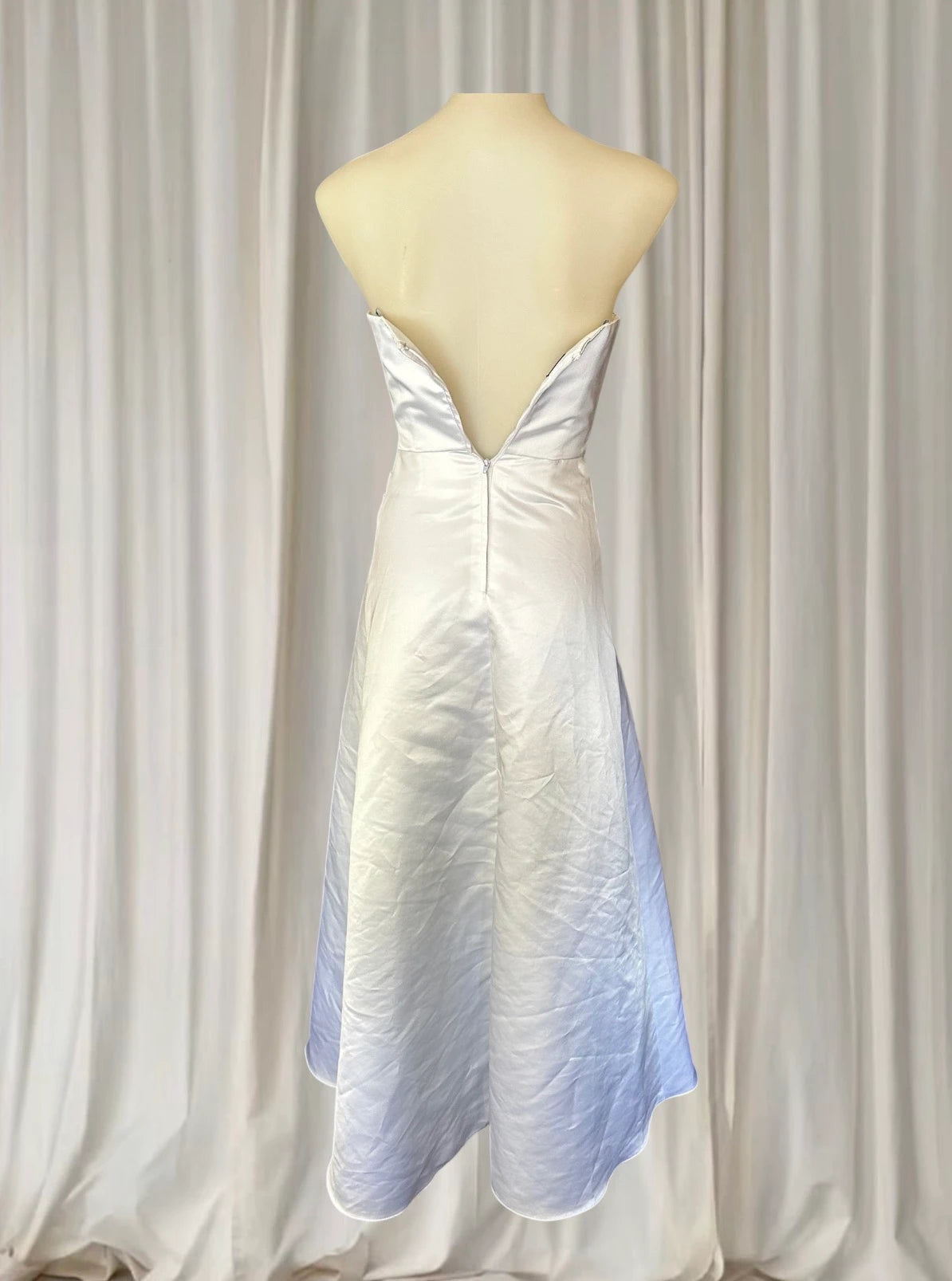 Mr K Strapless Satin Wedding Dress - Beaded Bodice Size 6 - Image 5