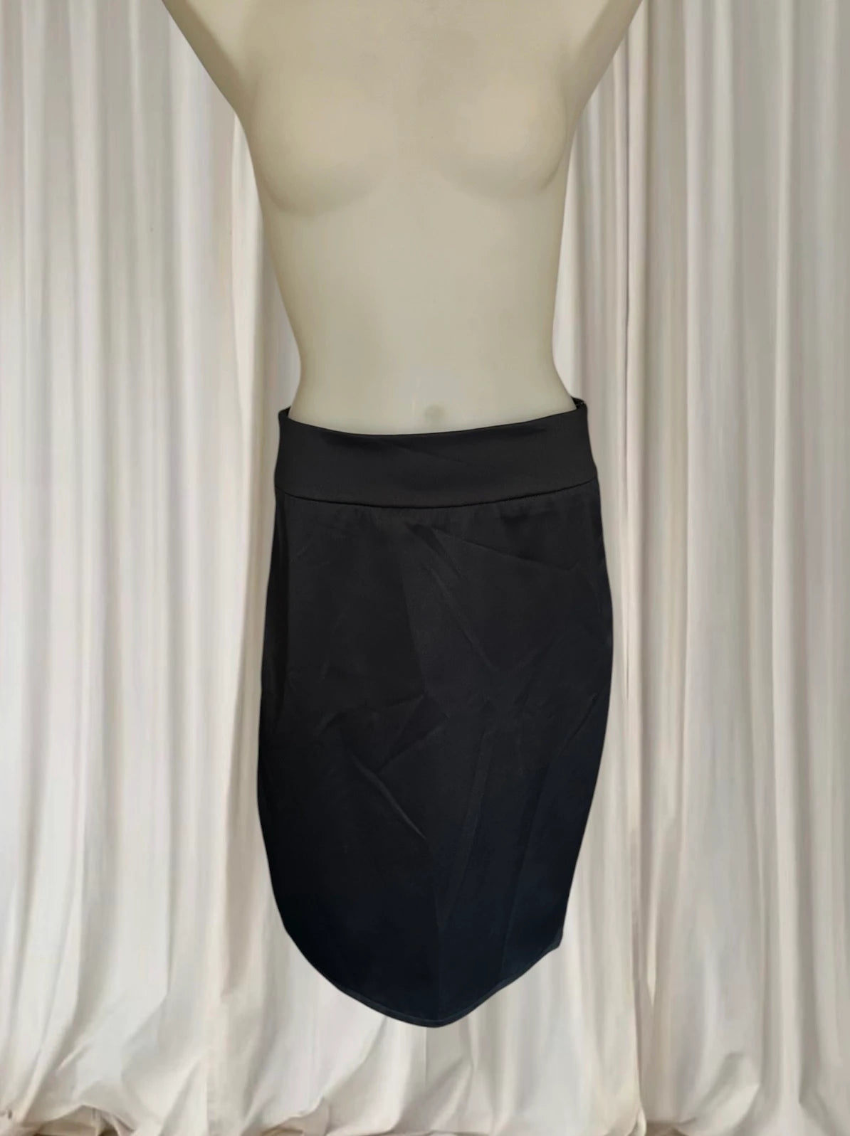Kitten D'Amour Pencil Skirt - Elegant Black Satin With Ruffled Hem - Image 4