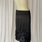 Kitten D'Amour Pencil Skirt - Elegant Black Satin With Ruffled Hem - Image 3