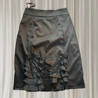 Kitten D'Amour Pencil Skirt - Elegant Black Satin With Ruffled Hem - Image 1