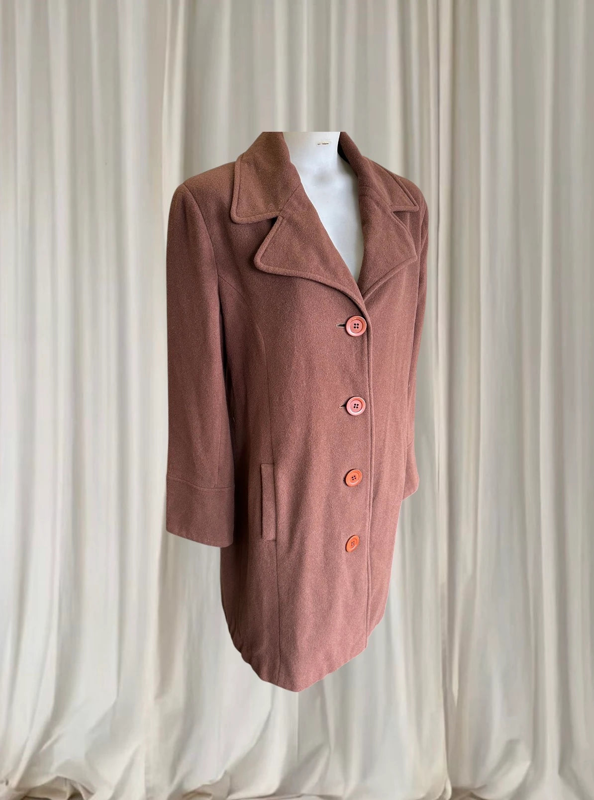 Virgo Vintage Cashmere Blend Button-Front Coat - Brown - Image 2