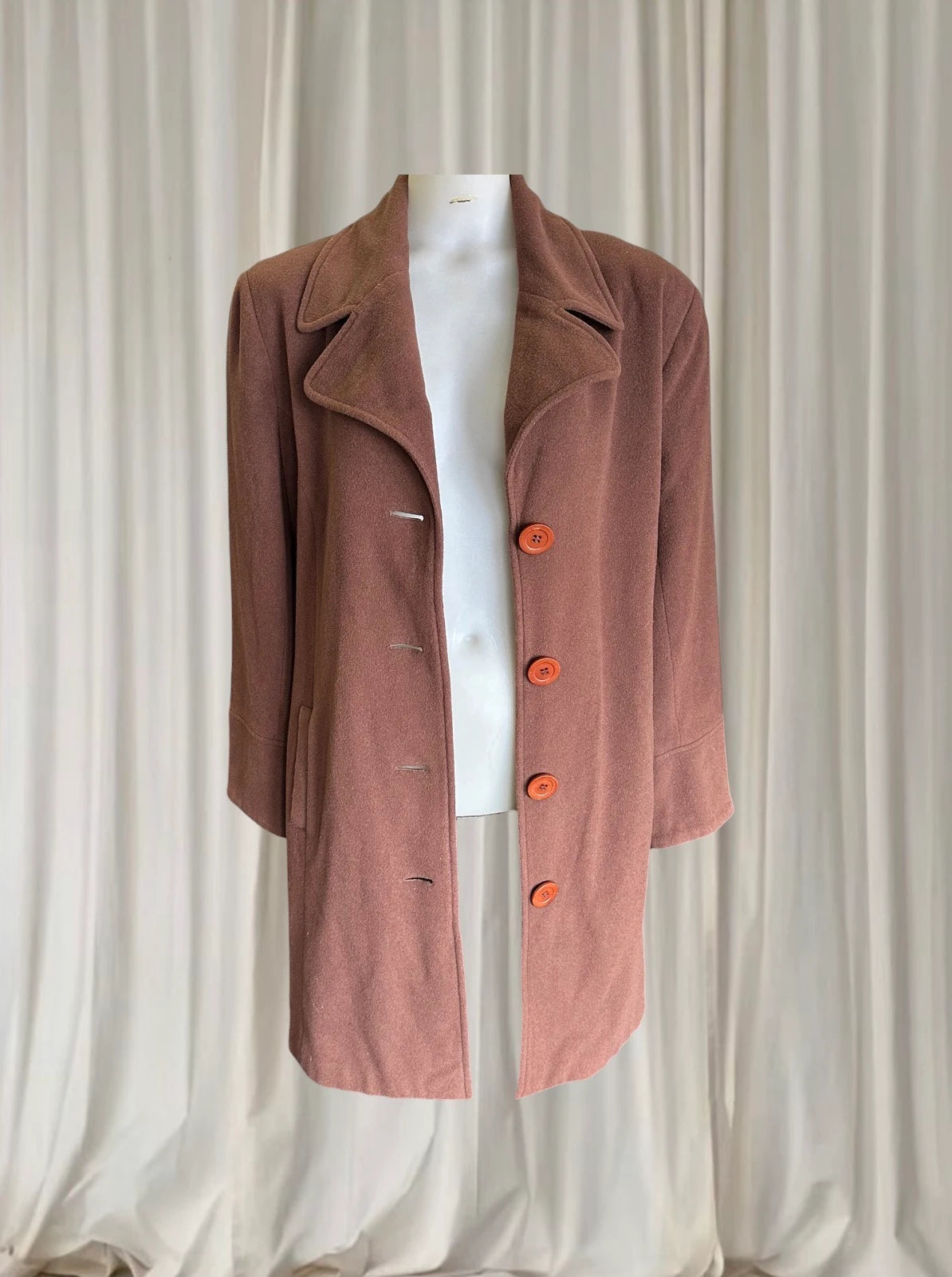 Virgo Vintage Cashmere Blend Button-Front Coat - Brown - Image 3