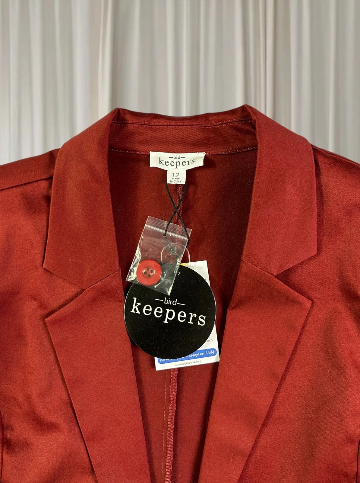 Bird Keepers Rust Red Satin Blazer - Women's Size 12 - Image 4