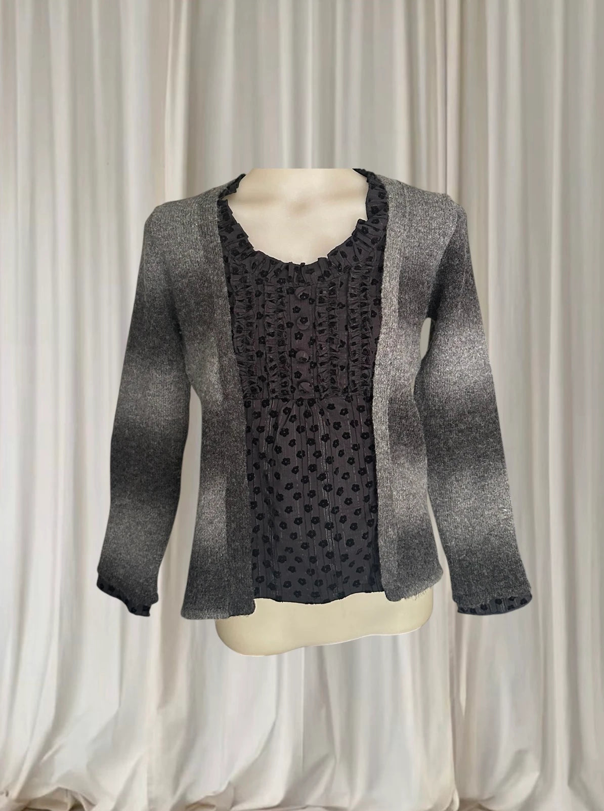 Per Una Vintage Ombre Knit Cardigan - Layered Design With Textured Finish - Image 2