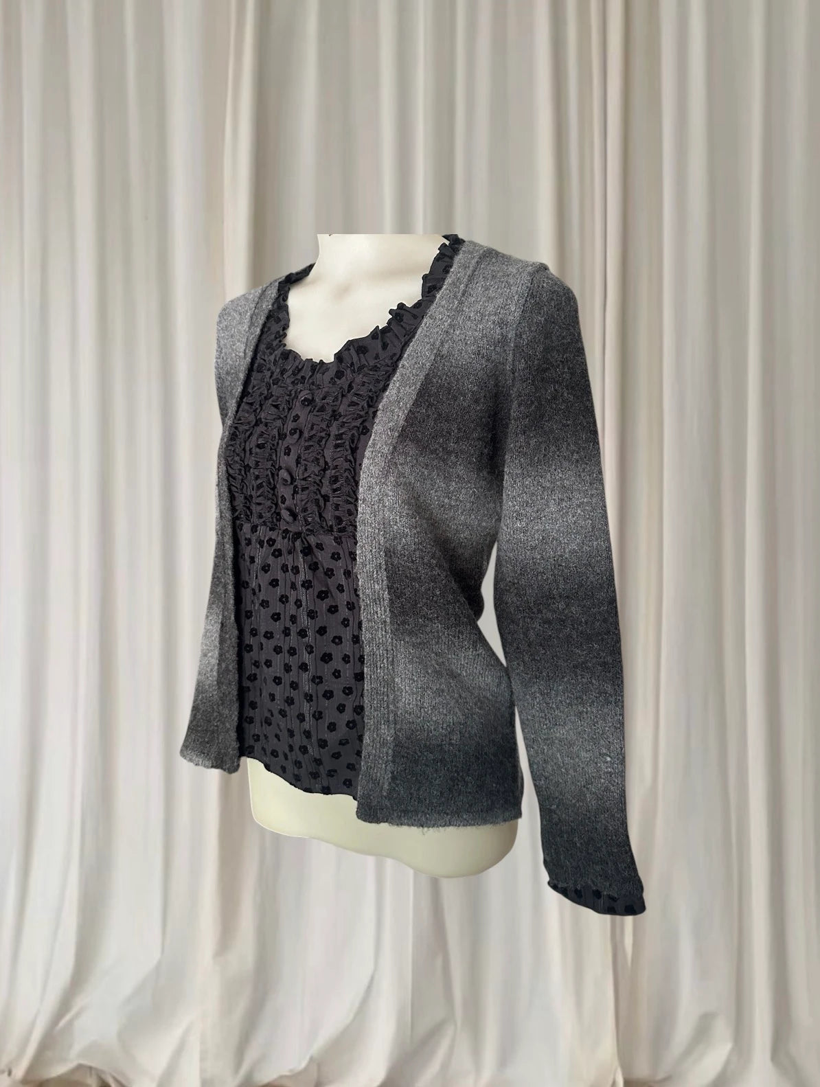 Per Una Vintage Ombre Knit Cardigan - Layered Design With Textured Finish - Image 3