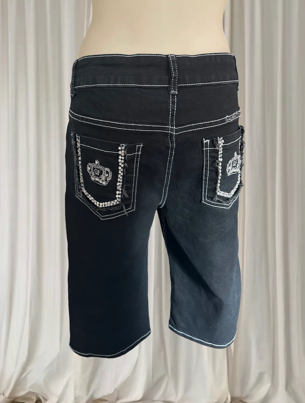 Gabriella Fratini Y2K Denim Shorts - Crown Patch Detail Size 12 - Image 2