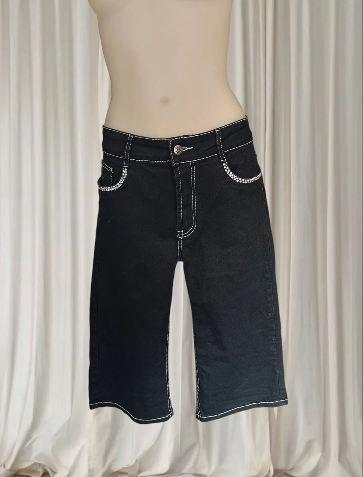 Gabriella Fratini Y2K Denim Shorts - Crown Patch Detail Size 12 - Image 3