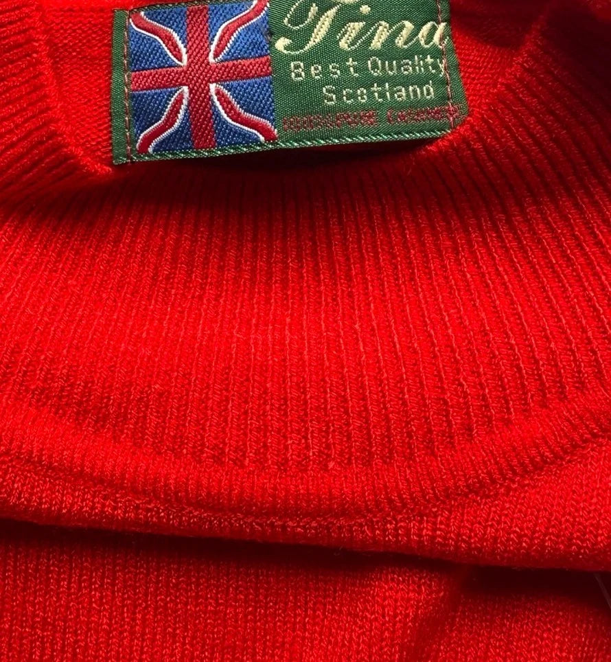 Tina Scotland Cashmere Mock Neck Sweater - Red Size Small - Image 6