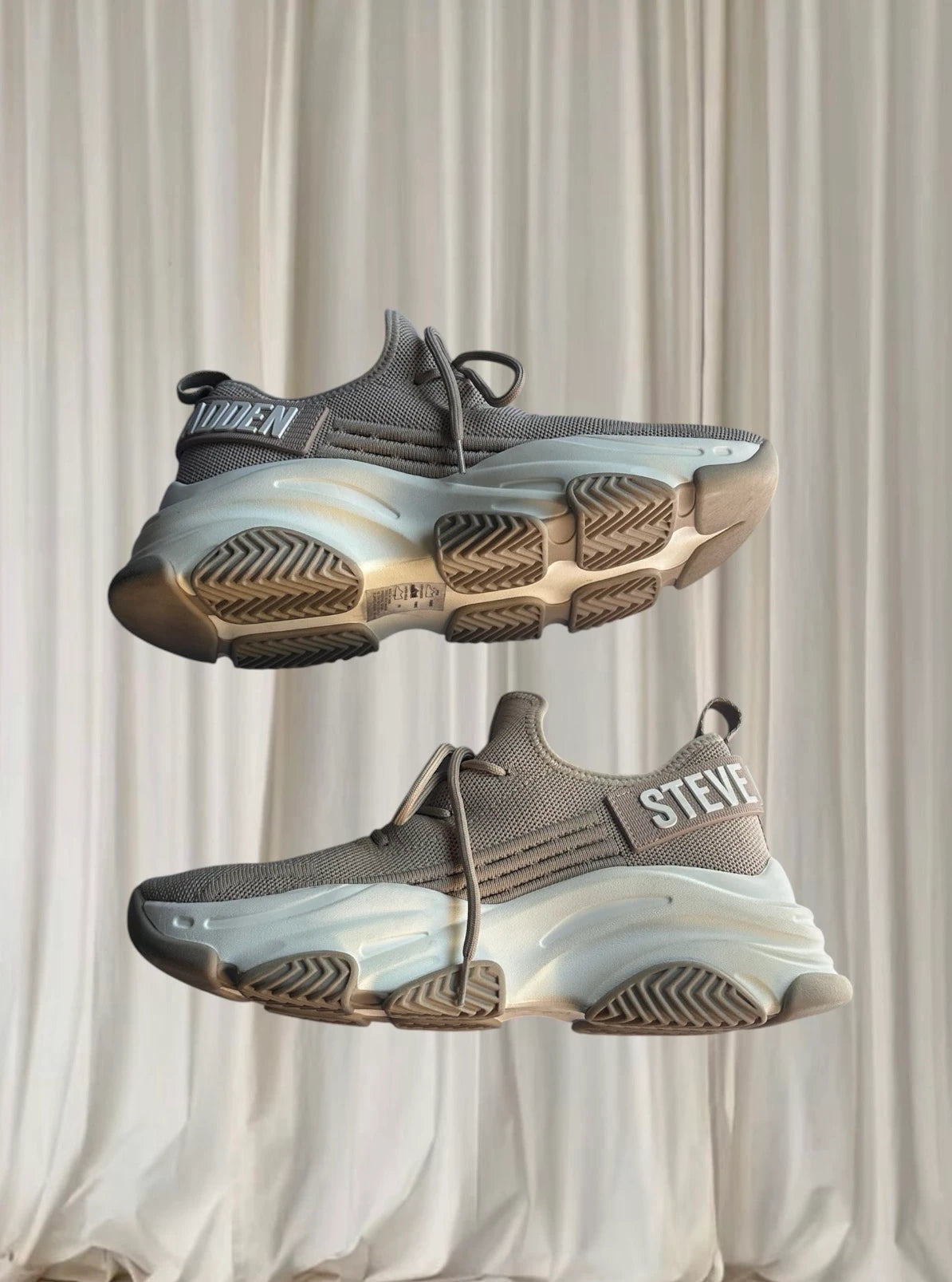 Steve Madden Match Sneakers - Trendy Beige Chunky Trainers Size 9 - Image 4