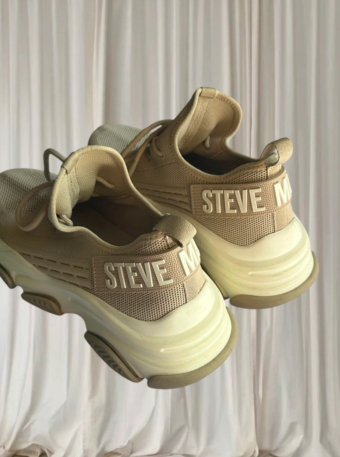 Steve Madden Match Sneakers - Trendy Beige Chunky Trainers Size 9 - Image 6