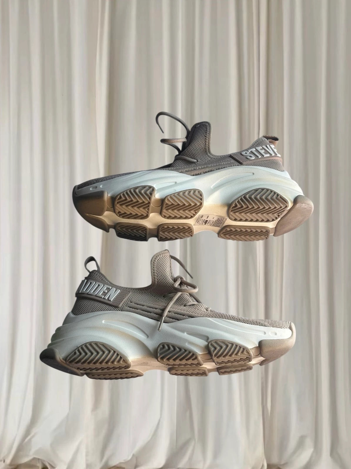 Steve Madden Match Sneakers - Trendy Beige Chunky Trainers Size 9 - Image 5