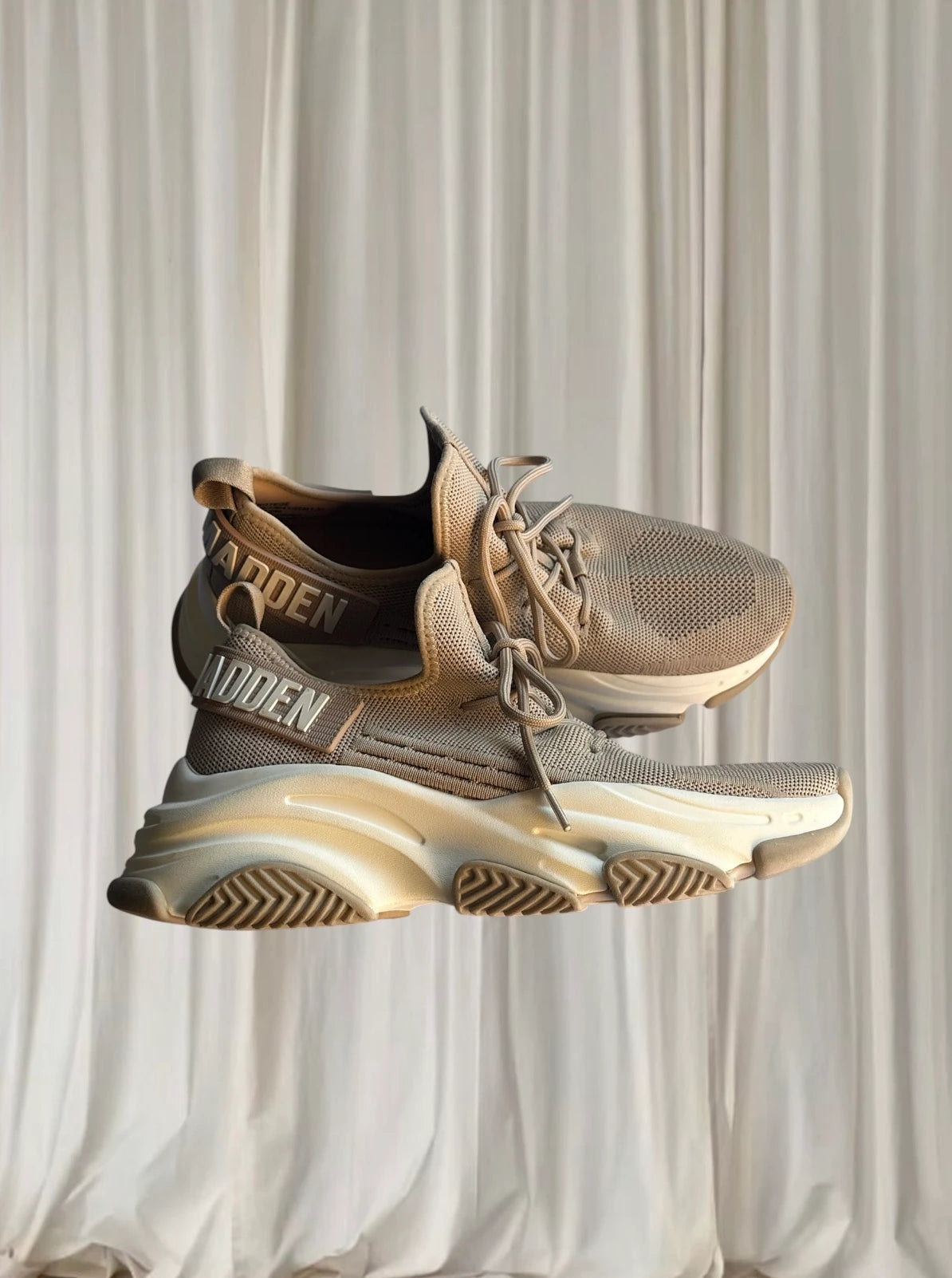 Steve Madden Match Sneakers - Trendy Beige Chunky Trainers Size 9 - Image 3
