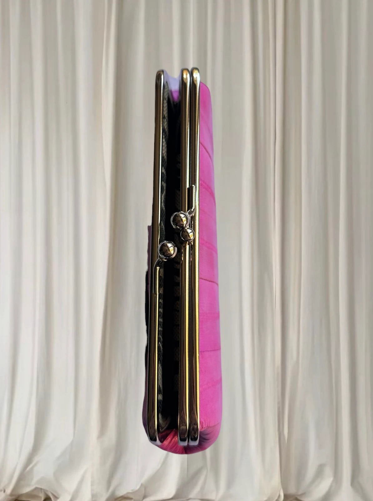 Pratten Vintage Eel Skin Kiss-Lock Clutch - Vibrant Purple - Image 4