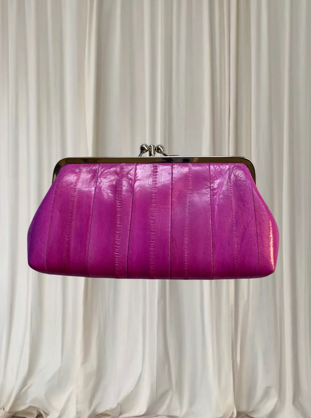 Pratten Vintage Eel Skin Kiss-Lock Clutch - Vibrant Purple - Image 6