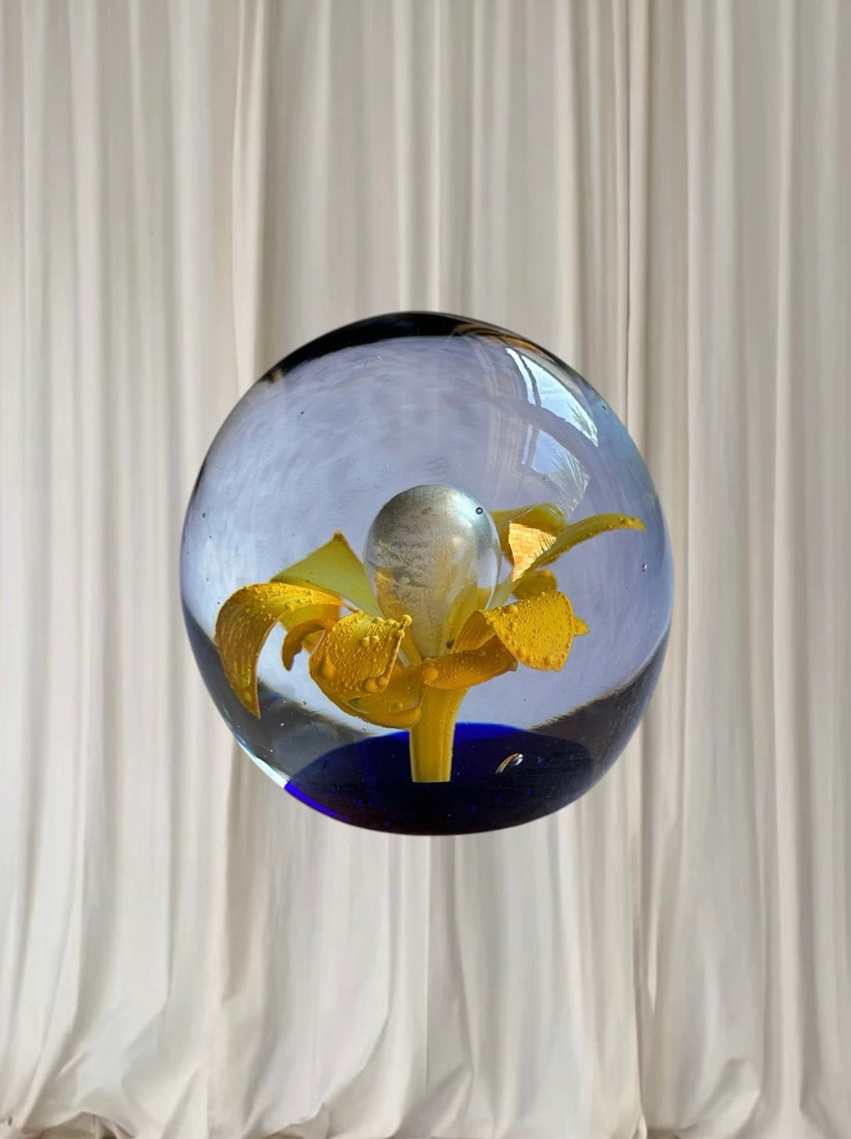 Caithness Glass Paperweight - Handcrafted Gold Leaf Flower Design - Image 2