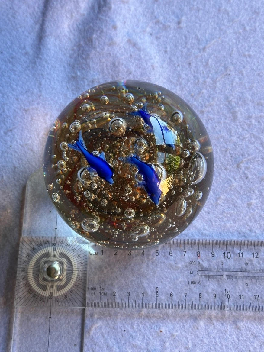 Vintage Art Glass Paperweight - Blue Dolphins with Controlled Bubbles - Image 6