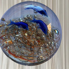 Vintage Art Glass Paperweight - Blue Dolphins with Controlled Bubbles - Image 1