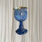 Vintage Art Glass Chalice - Iridescent Blue Speckled Twisted Stem - Image 2